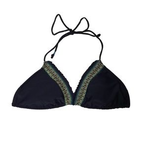 AMERICAN EAGLE OUTFITTERS - Black String Bikini Top with Smocked Detail - Size L